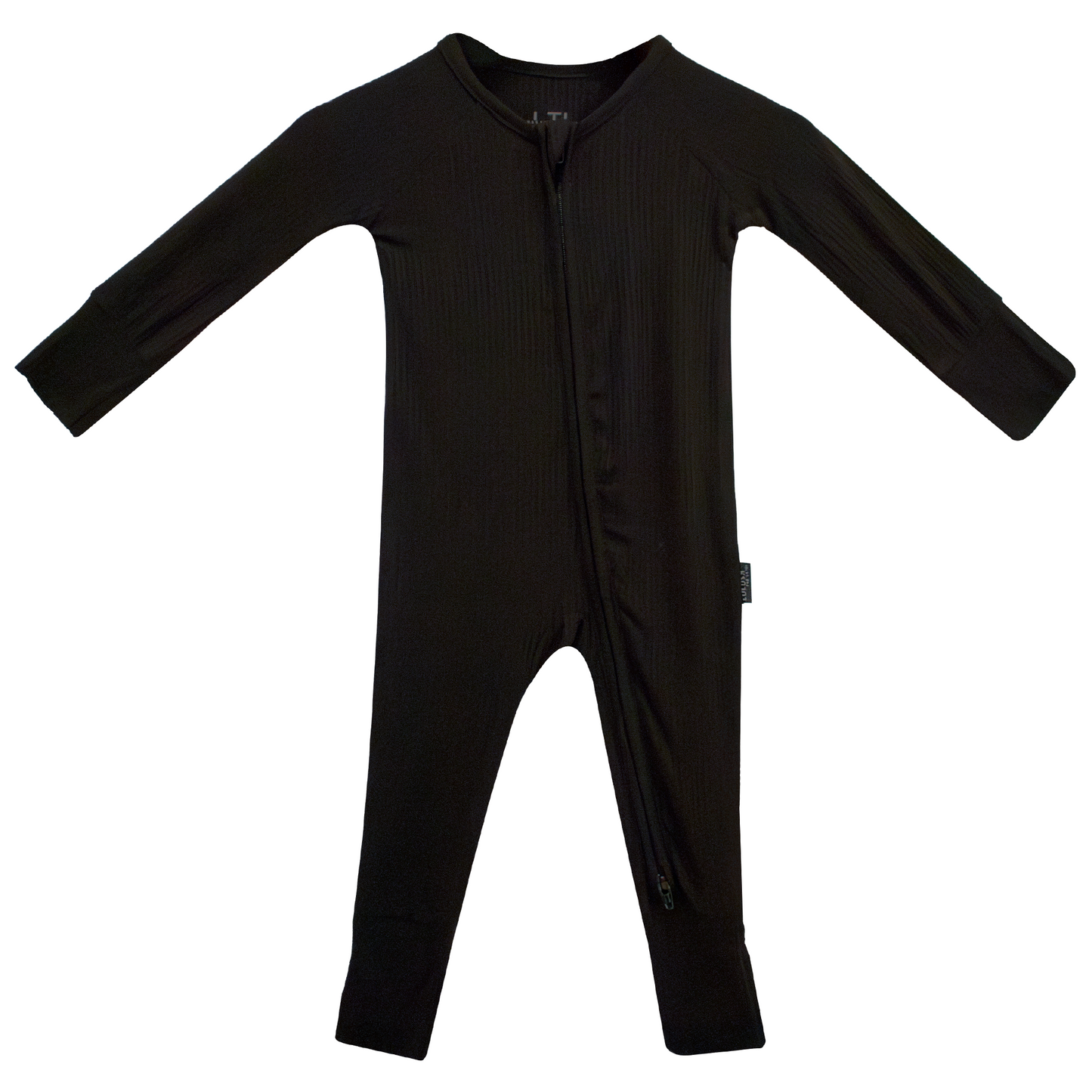 Jet Black Ribbed Bamboo Convertible Zippered Romper