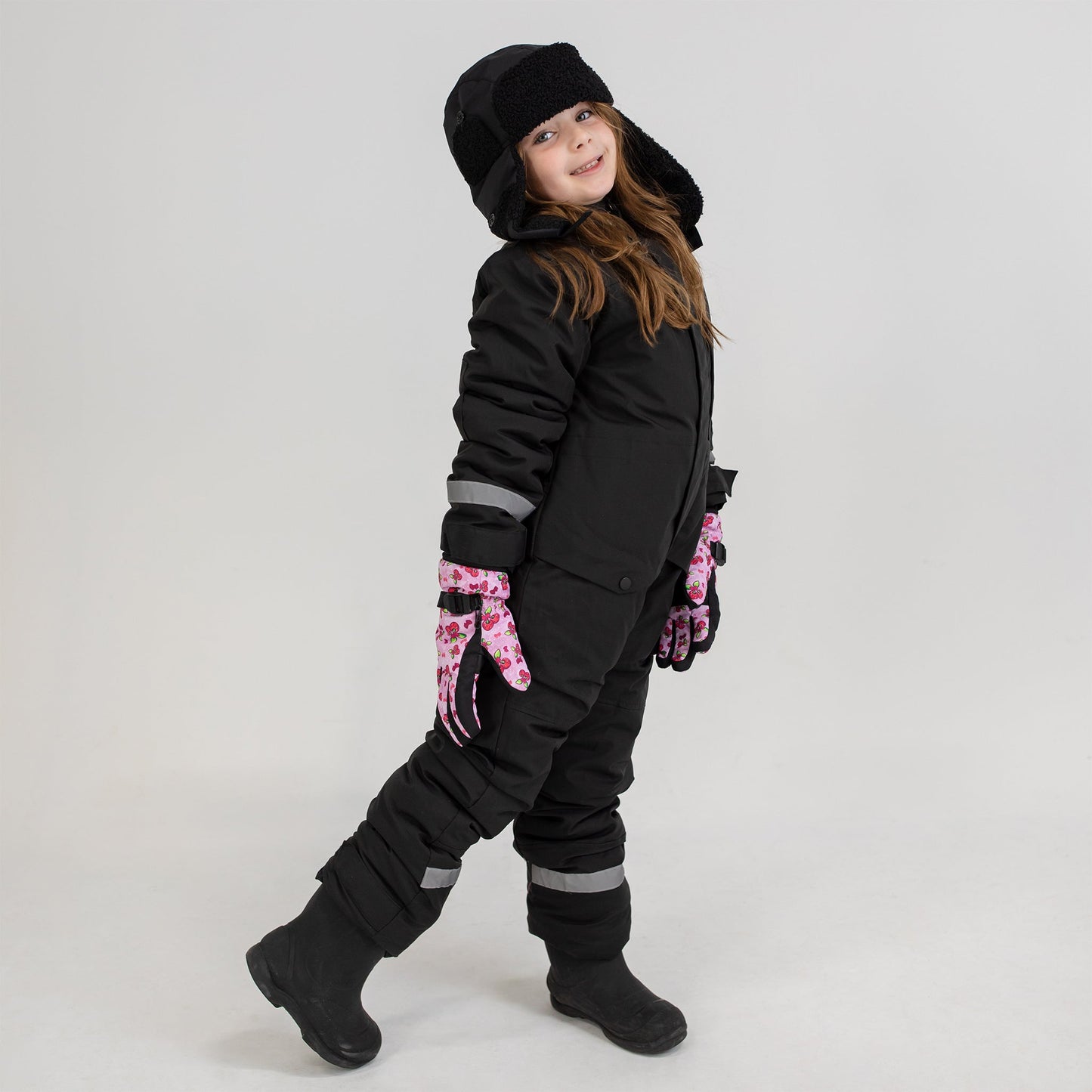 Black Sherpa Kid's Trapper Hat
