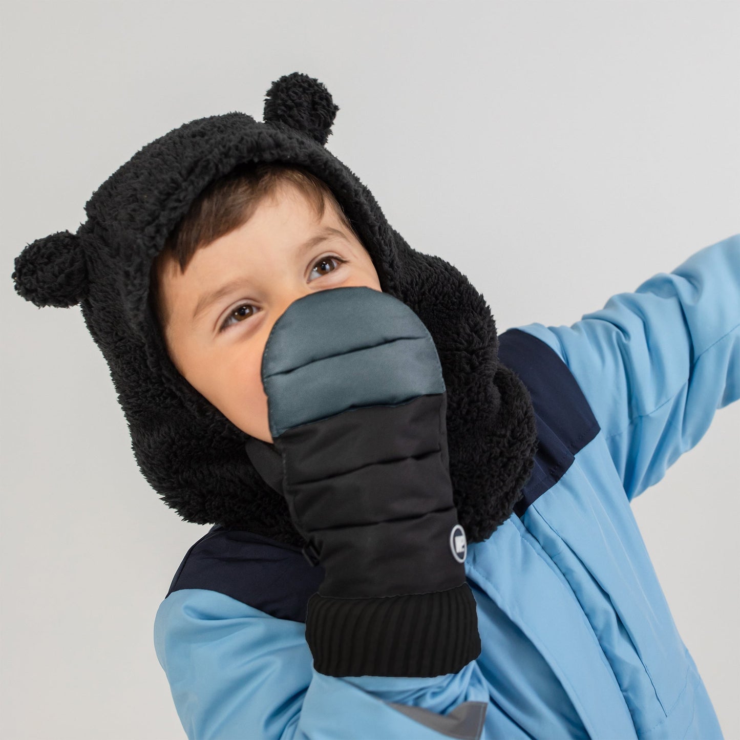 Black Charcoal Puffer Mitten