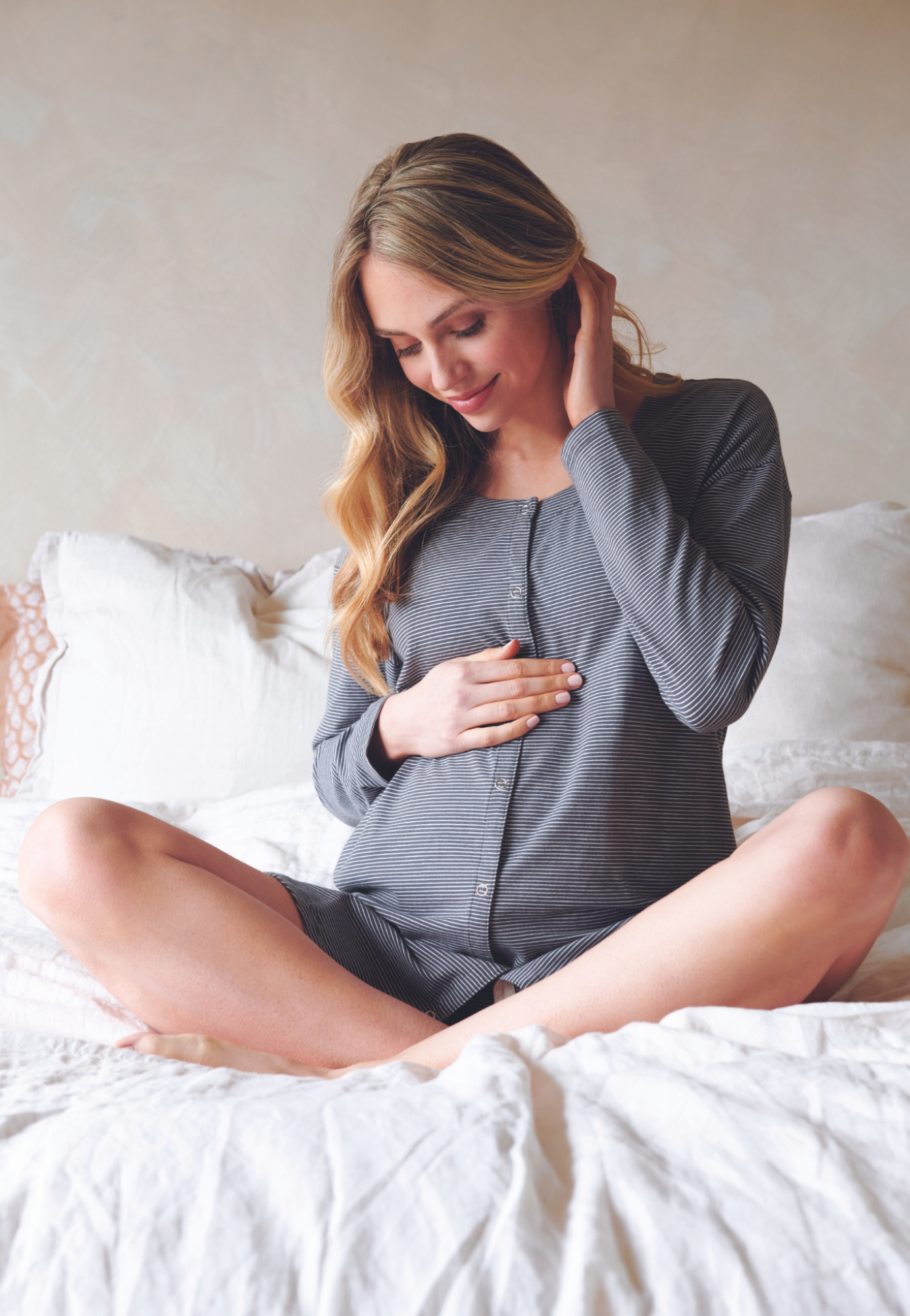Blake Long-Sleeve Maternity Nursing Nightgown