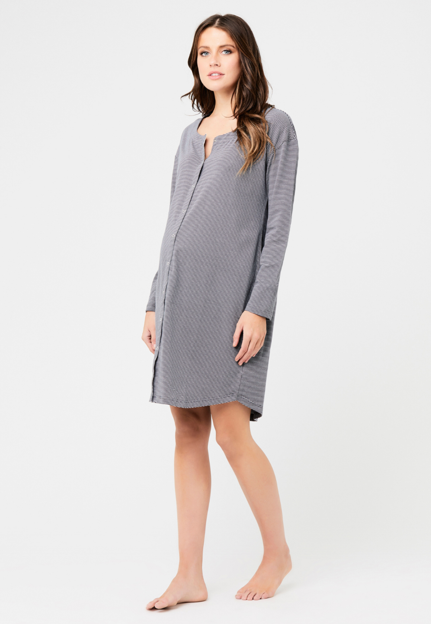Blake Long-Sleeve Maternity Nursing Nightgown