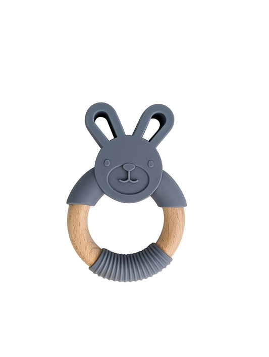 Bunny Teether – Silicone and Wooden Ring