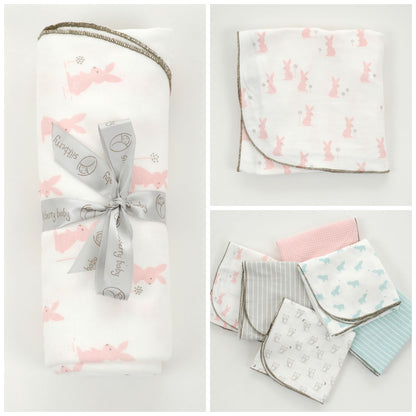 Couverture en coton biologique — Blush bunny