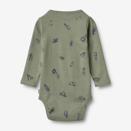 L/S Freddie Bodysuit | Dusty Green Cars | Wheat Kids