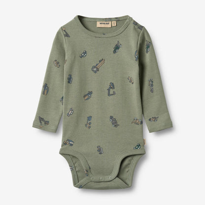 L/S Freddie Bodysuit | Dusty Green Cars | Wheat Kids