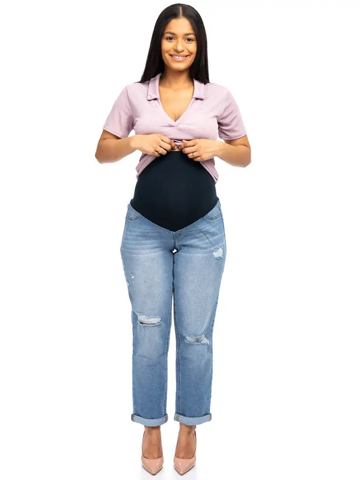 28-Inch Maternity Boyfriend Jean with Bellyband