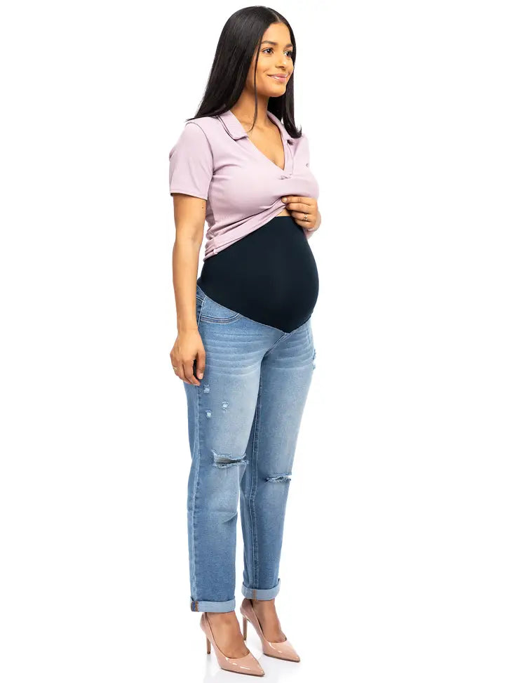 28-Inch Maternity Boyfriend Jean with Bellyband