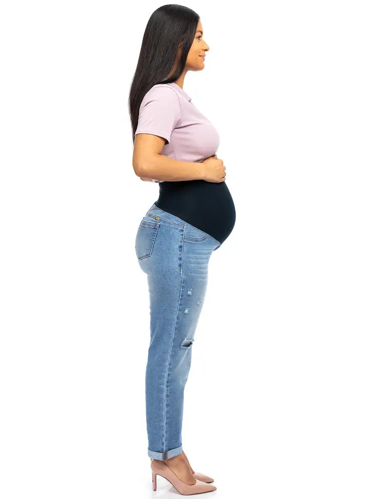 28-Inch Maternity Boyfriend Jean with Bellyband