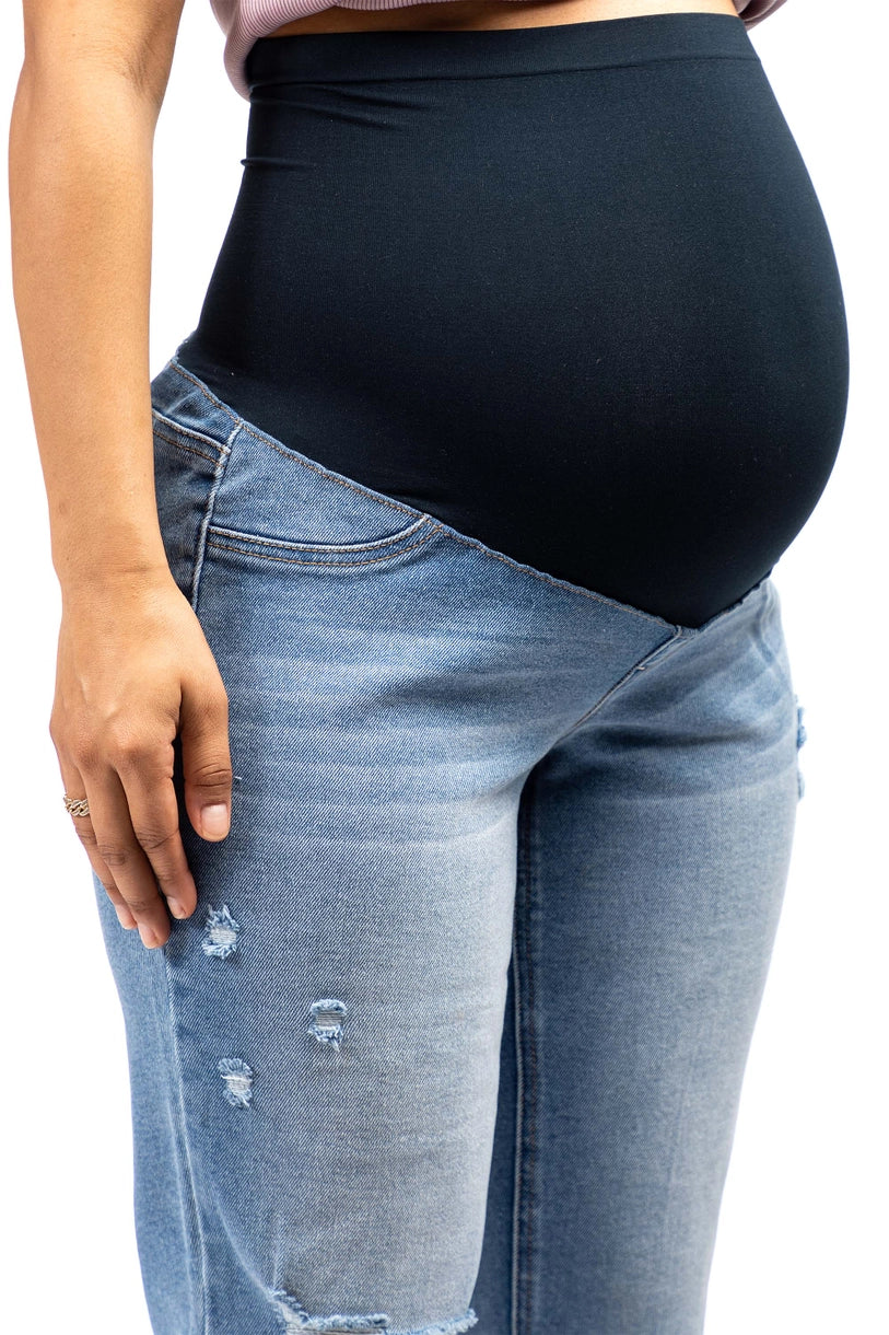 28-Inch Maternity Boyfriend Jean with Bellyband