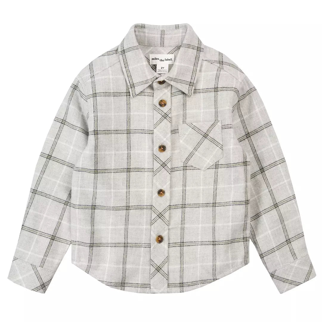 Chemise à carreaux manches longues | Gris | Miles the Label