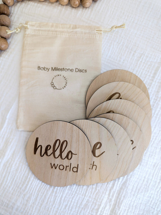 Baby Milestone Discs Set 1 – Engraved Beech Wood