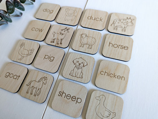 Matching Memory Game – Farm Animals, Grow With Me