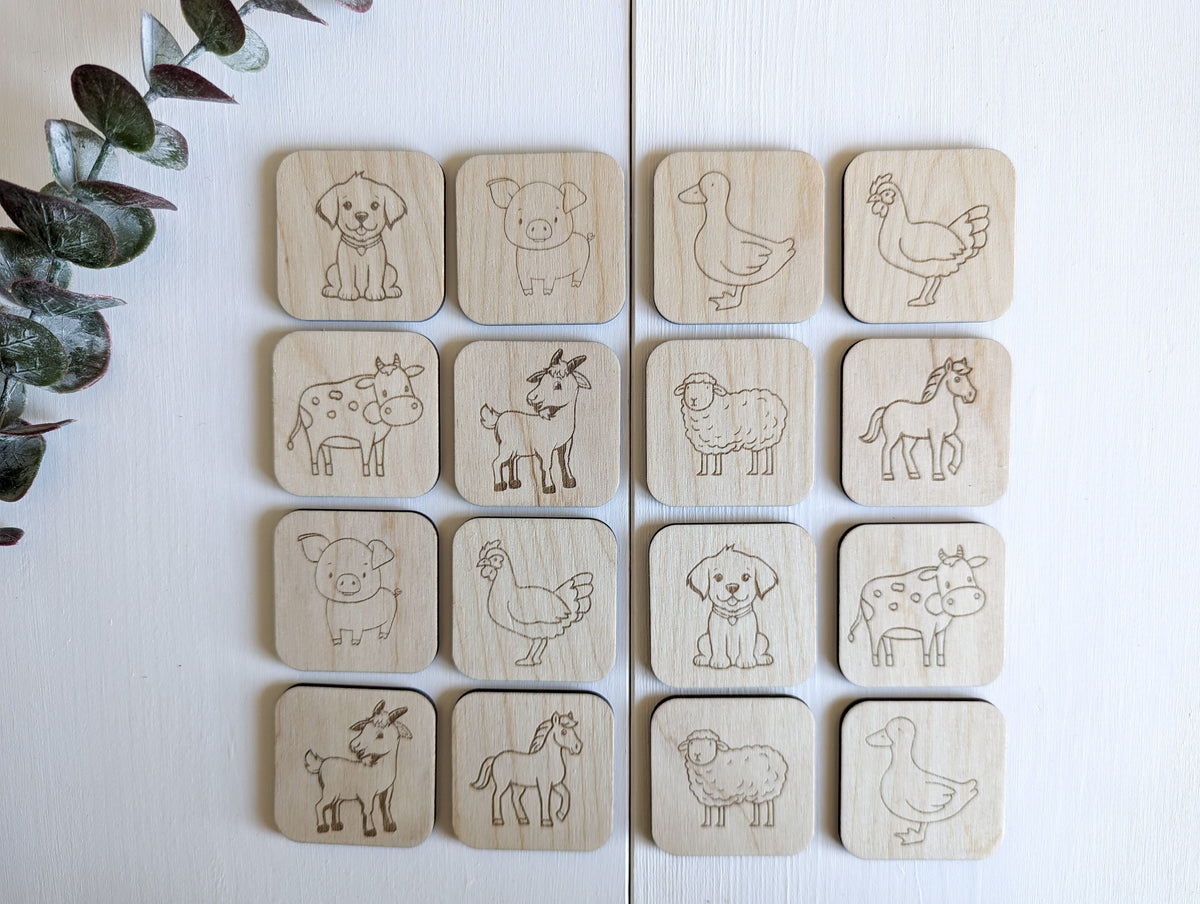 Matching Memory Game: FARM ANIMALS