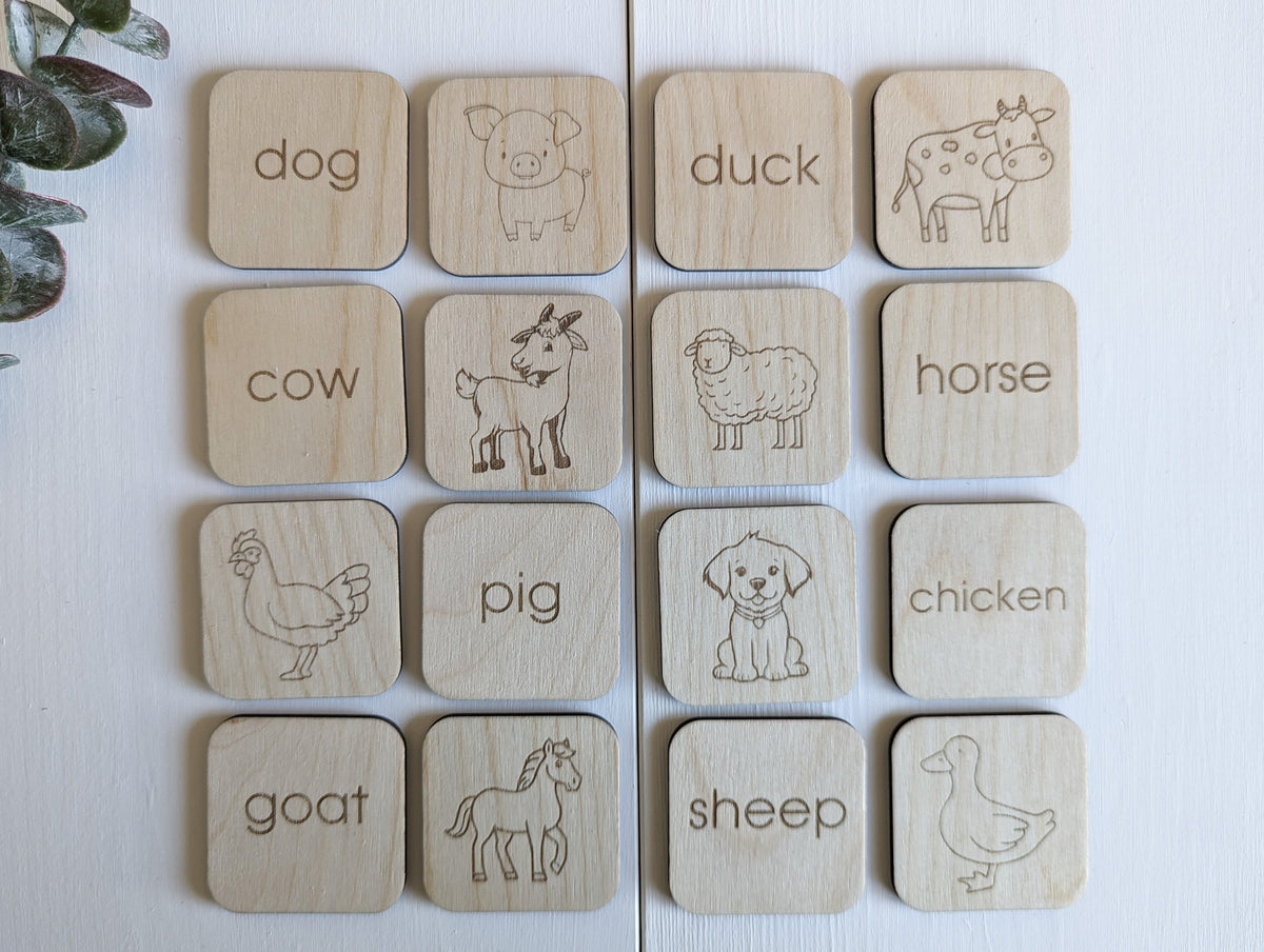 Matching Memory Game: FARM ANIMALS