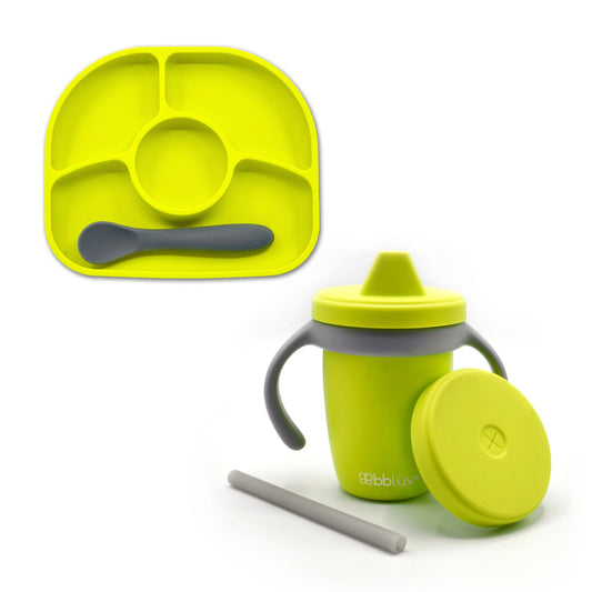 Ensemble Küp & Yümi : Tasse d'apprentissage et assiette en silicone