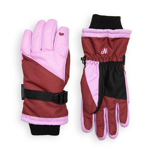 Gant de ski Cœur Rose Pivoine Bourgogne
