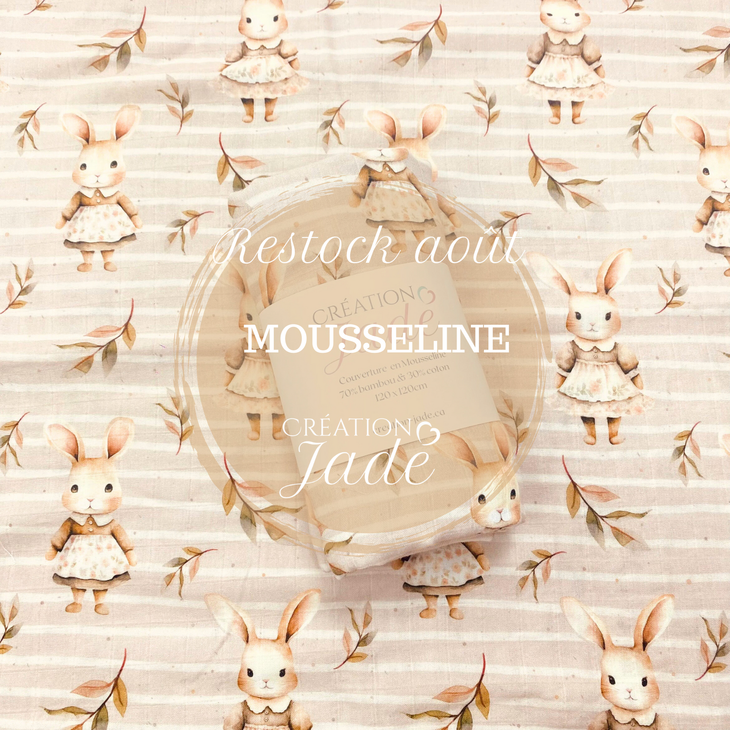 Mousseline Création Jade - bambou et coton - Madame Lapin