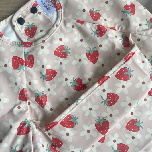 Long-Sleeve Waterproof Bib - Strawberries