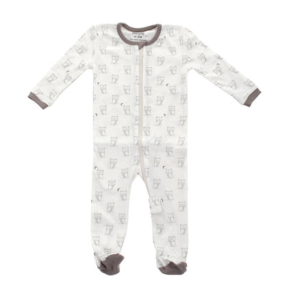 Dormeuse en coton biologique, motif hibou Silver Cloud