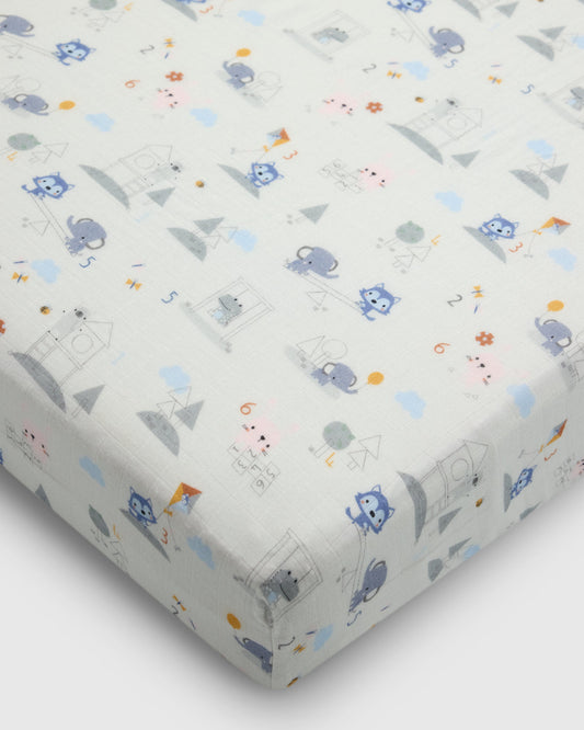 Muslin Fitted Crib Sheet - Mini Mathletes