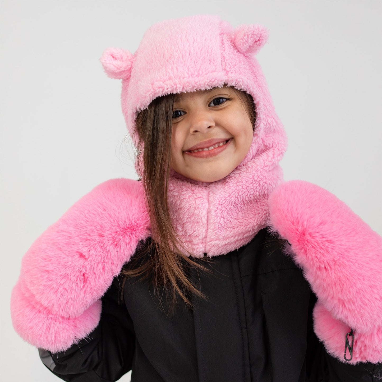 Moufles en fausse fourrure rose bonbon Wonder Fluff Girl