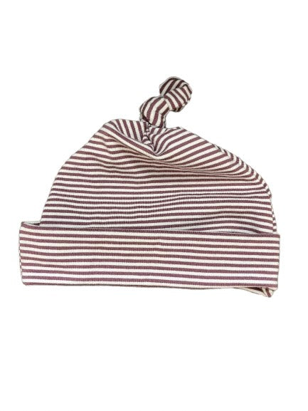 Plum Striped Knotted Baby Hat