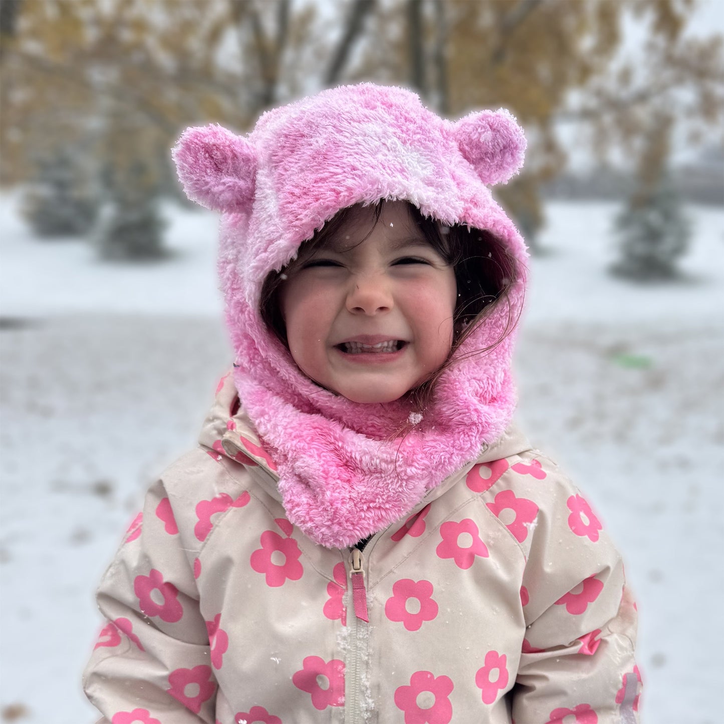 Passe-montagne Ours en peluche Rose cerise
