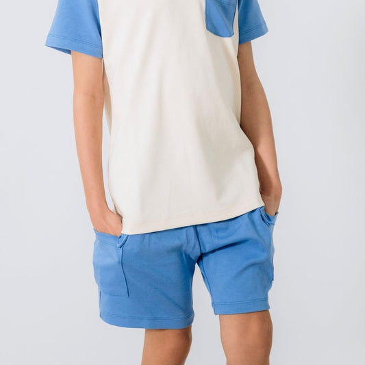 Short cargo en bambou pour enfant | Bleu marée