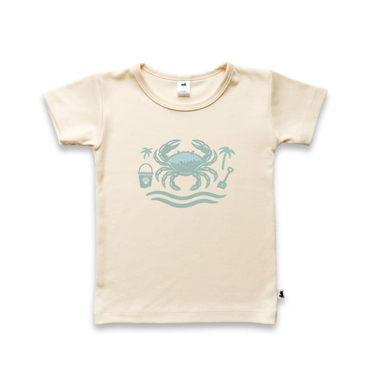 T-shirt graphique en bambou pour enfant | « Crabe joyeux » | Crème