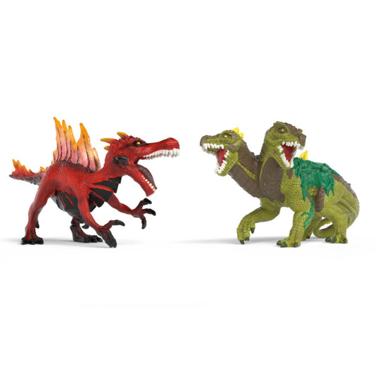 Dinosaure de feu contre lézard de la jungle