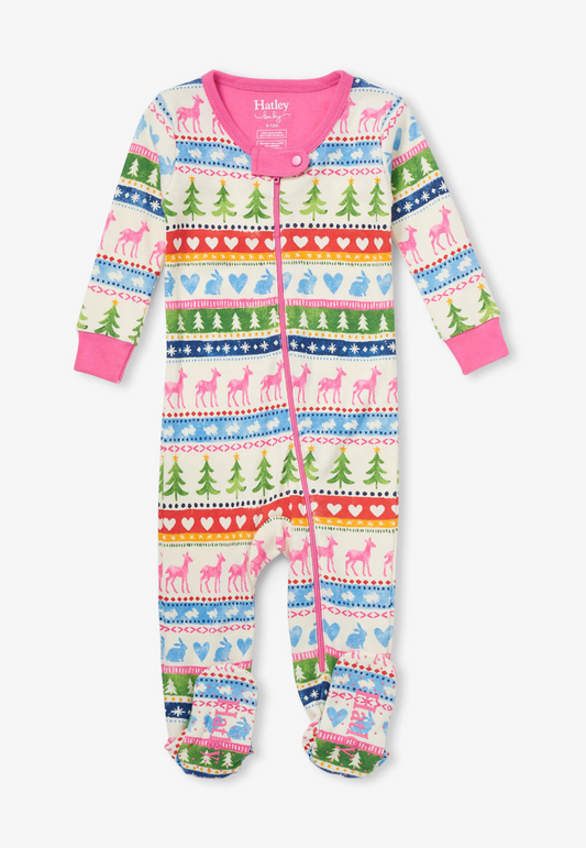 Pyjama à pieds bébé crème Painted Fairisle en coton bio