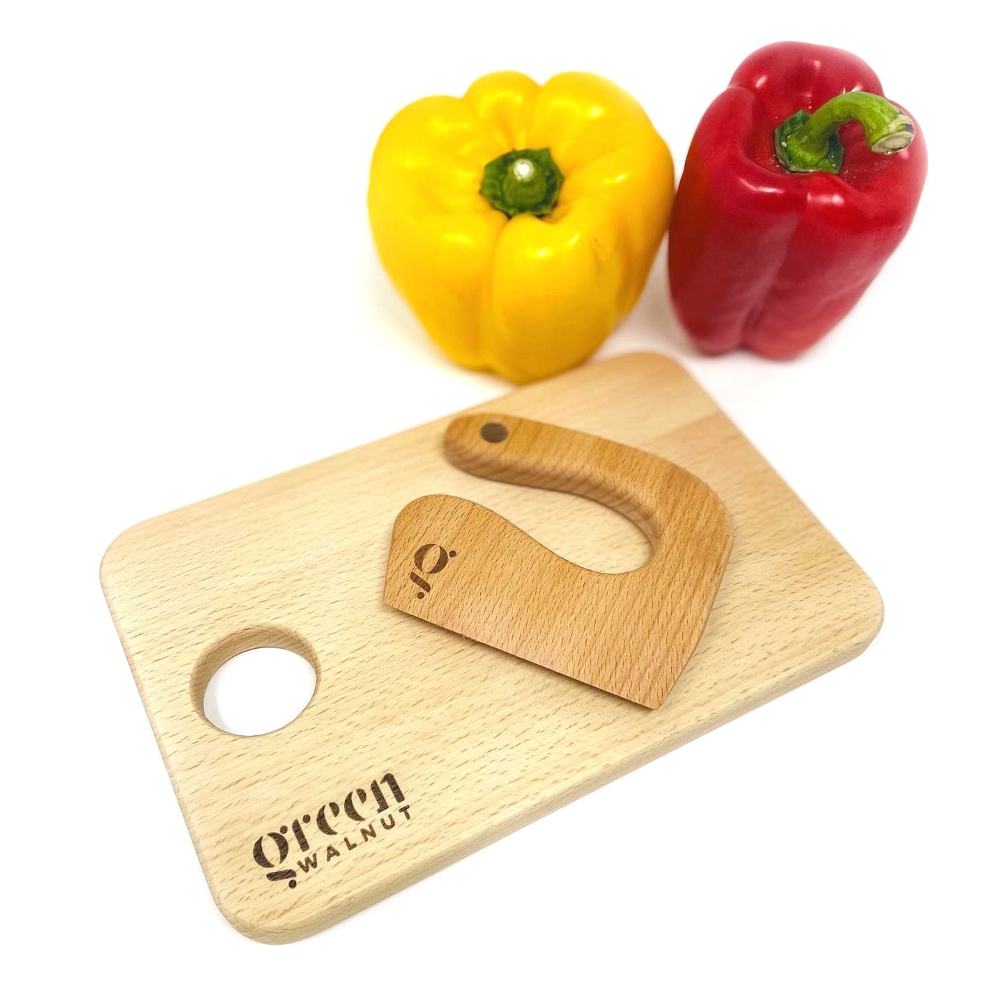 Couteau en bois et planche à découper pour enfants | Couteau sûr pour les enfants | Coupe-légumes en bois pour enfants (Couteau + Planche à découper)