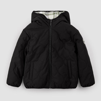 Veste réversible | Imprimé à carreaux Winter Moss sur noir | Miles the Label