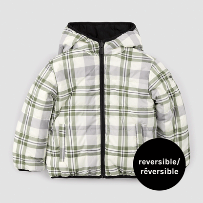Veste réversible | Imprimé à carreaux Winter Moss sur noir | Miles the Label