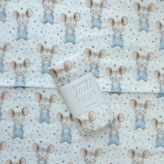 Création Jade Bamboo & Cotton Muslin - Gus Gus the Mouse