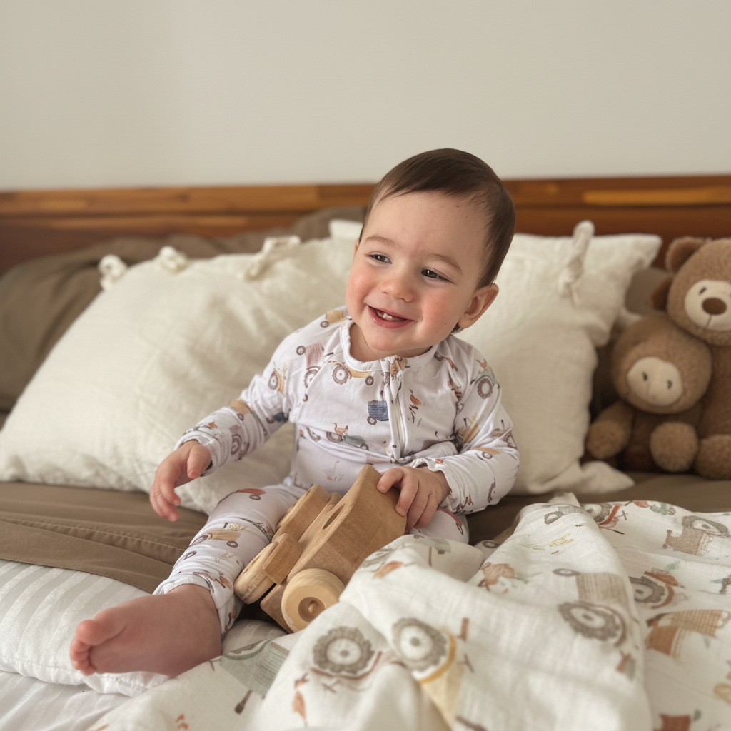 Pyjama bébé en bambou - Tracteurs
