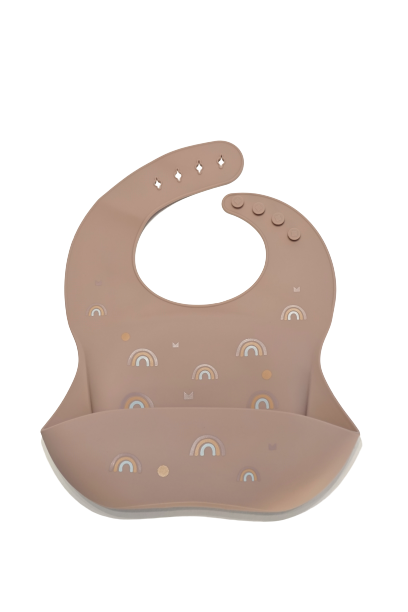 Silicone Baby Bib-Tan Rainbows