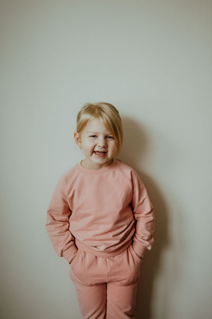 Ensemble sweat bébé et enfant en coton biologique, Flamant rose | ba.be.O
