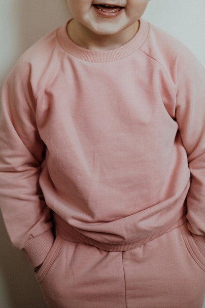 Ensemble sweat bébé et enfant en coton biologique, Flamant rose | ba.be.O