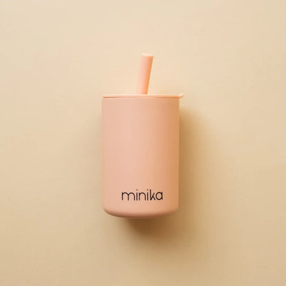 Gobelet en silicone avec paille et couvercle