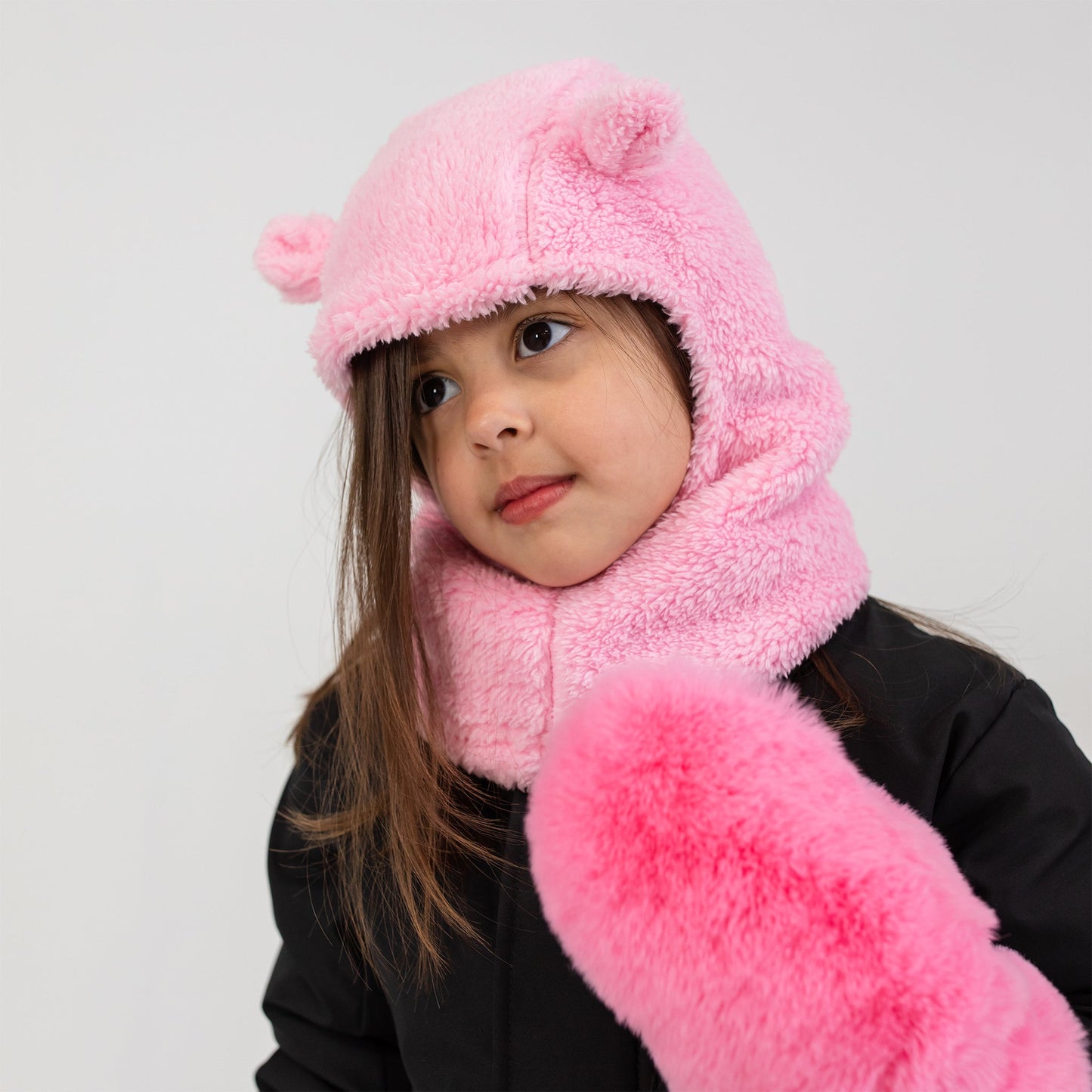 Dahlia Pastel Pink Plush Bear Balaclava