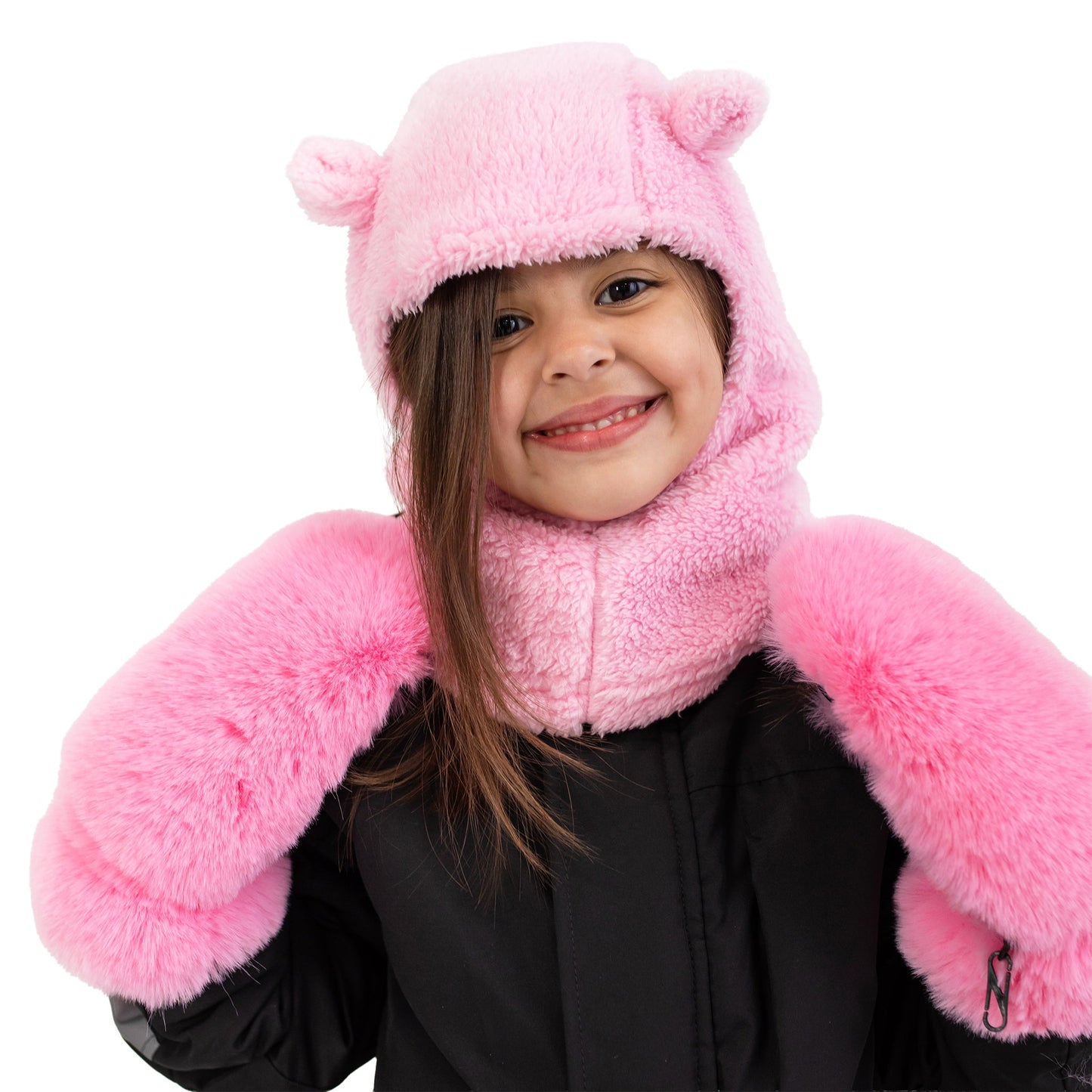 Dahlia Pastel Pink Plush Bear Balaclava