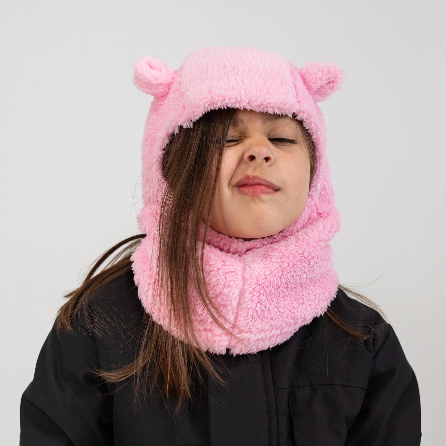 Dahlia Pastel Pink Plush Bear Balaclava