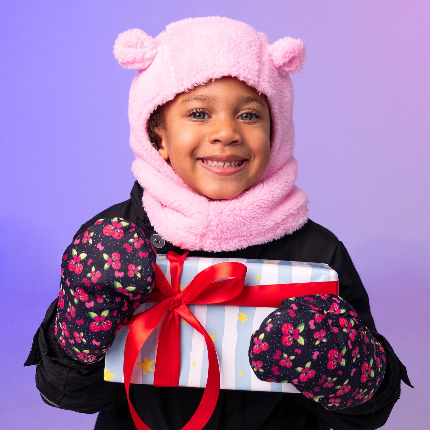Dahlia Pastel Pink Plush Bear Balaclava