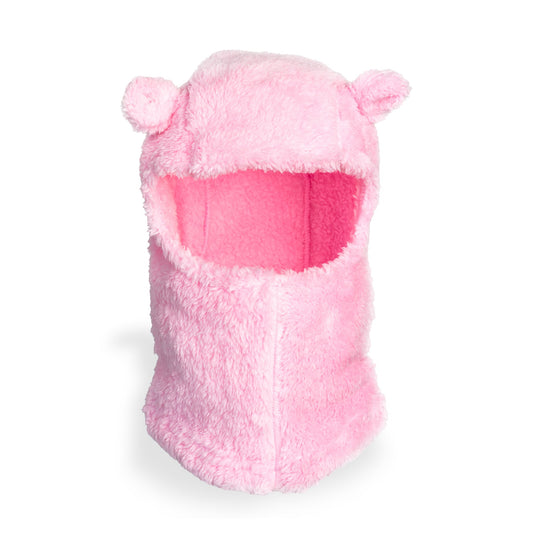 Passe-montagne Ours en Peluche Dahlia Rose Pastel