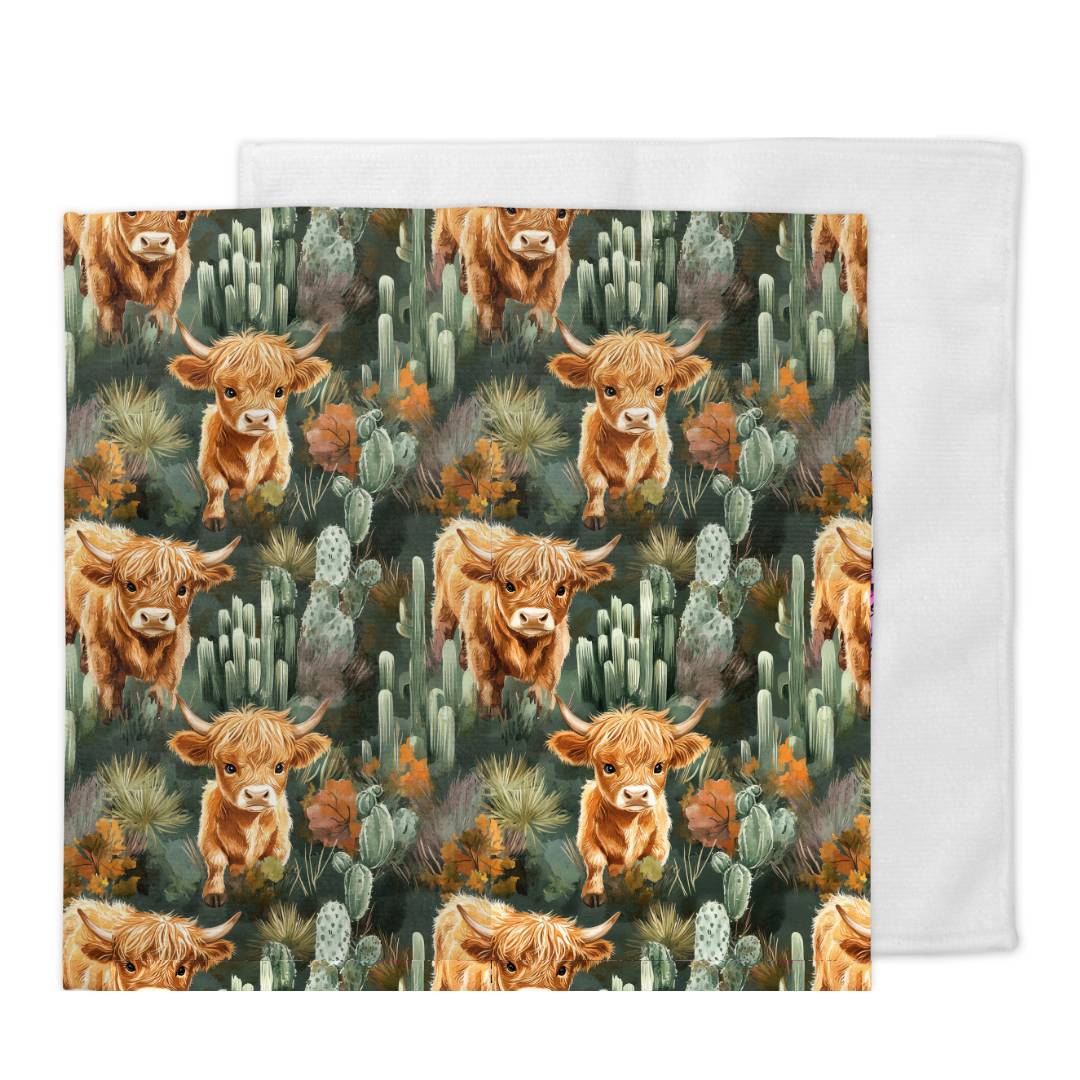 Washcloth highland cow cactus