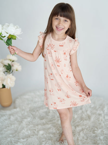 Robe à doubles manches volantées et bloomer en rayonne de bambou — Plantastic