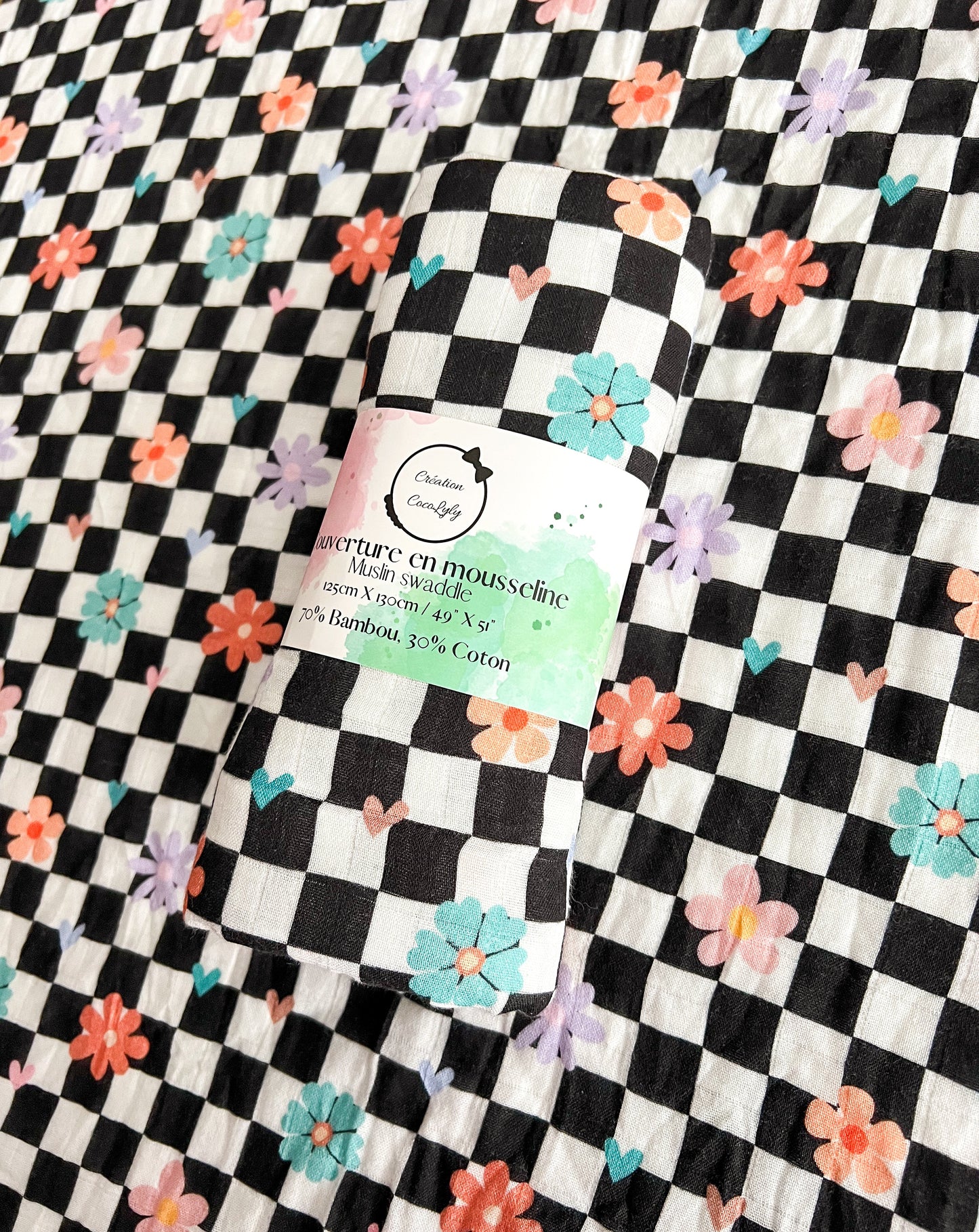 💕Large Bamboo Muslin - Punky Bloom