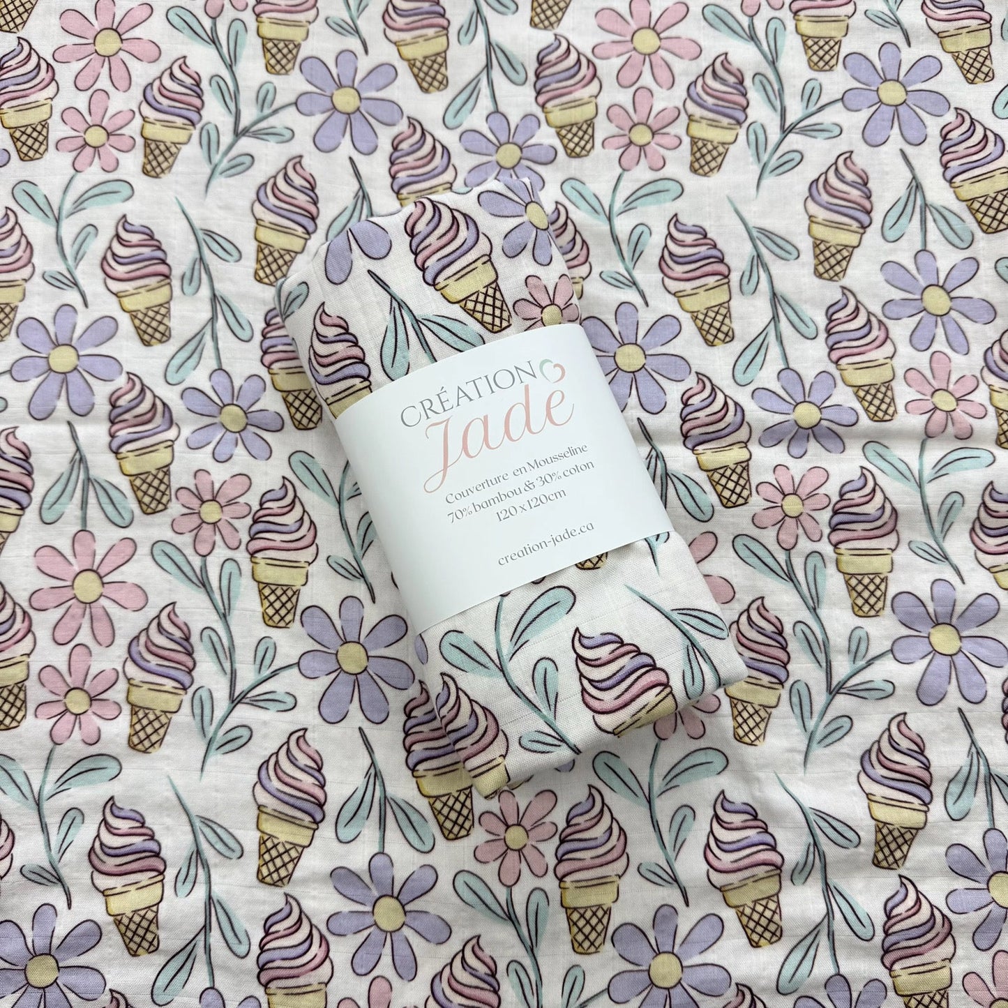 Mousseline 70% bambou  - Crème glacée Lilas