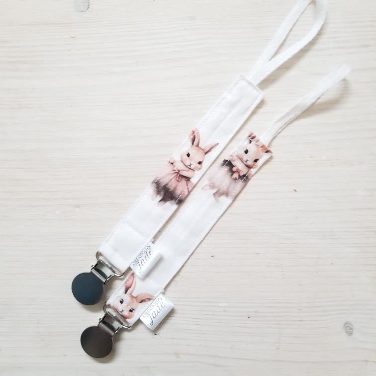 Nouveauté - Attache-suce Tissu - clip Inox - Emma la ballerine